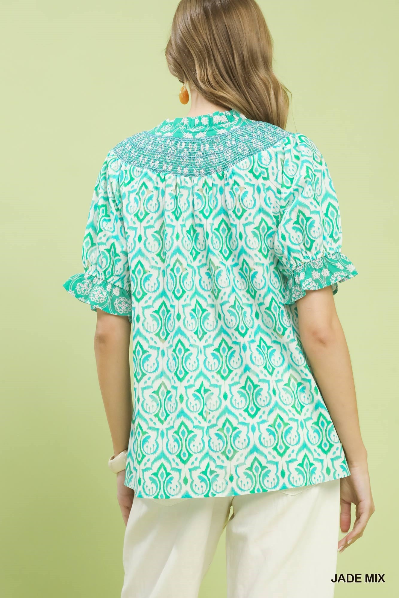Umgee Mix Boho Top in Jade Mix
