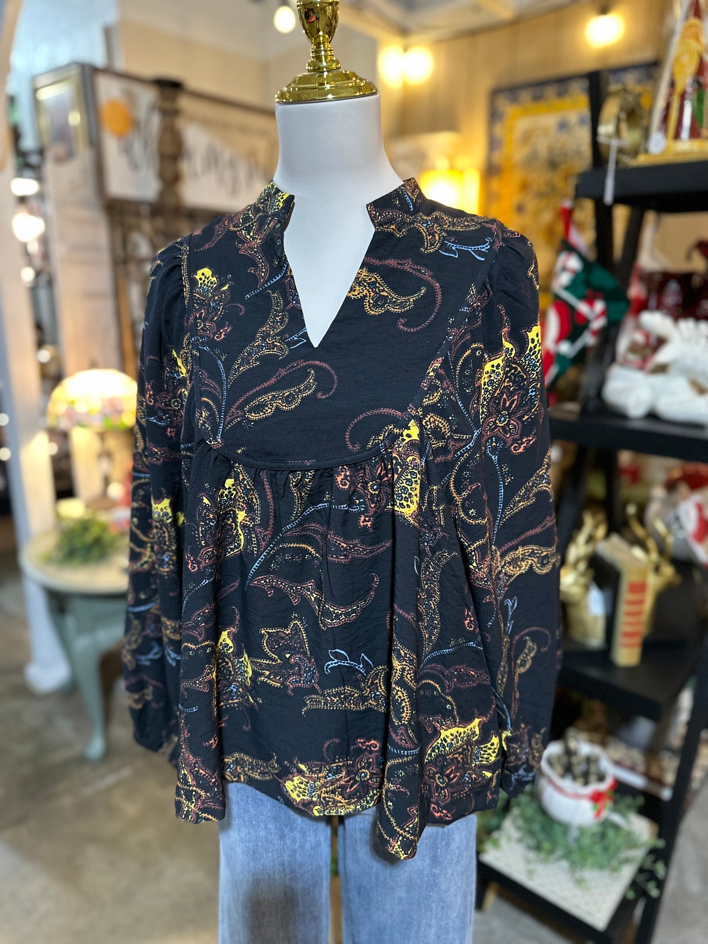 Umgee Mix Paisley Print Boho Blouse