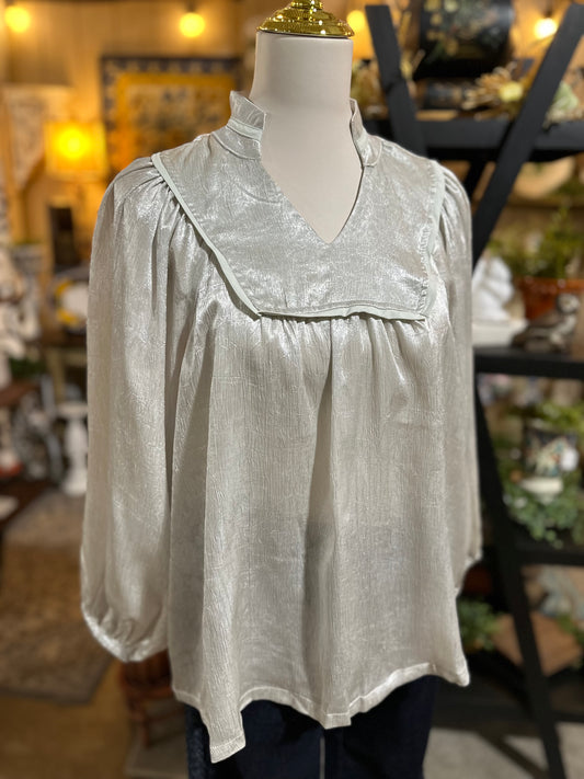 Umgee Brocade Top in Silver