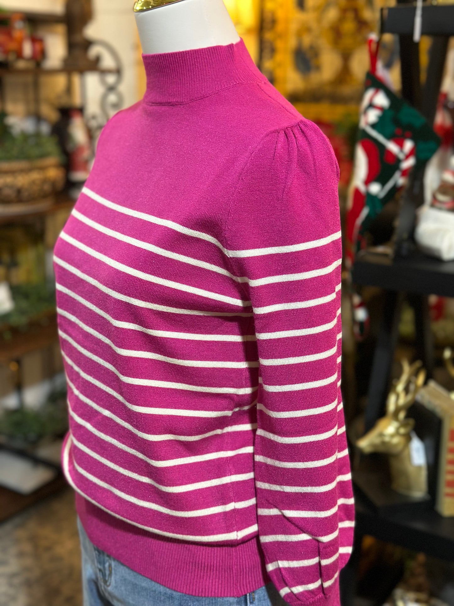 Umgee Mock Neck Sweater in Magenta