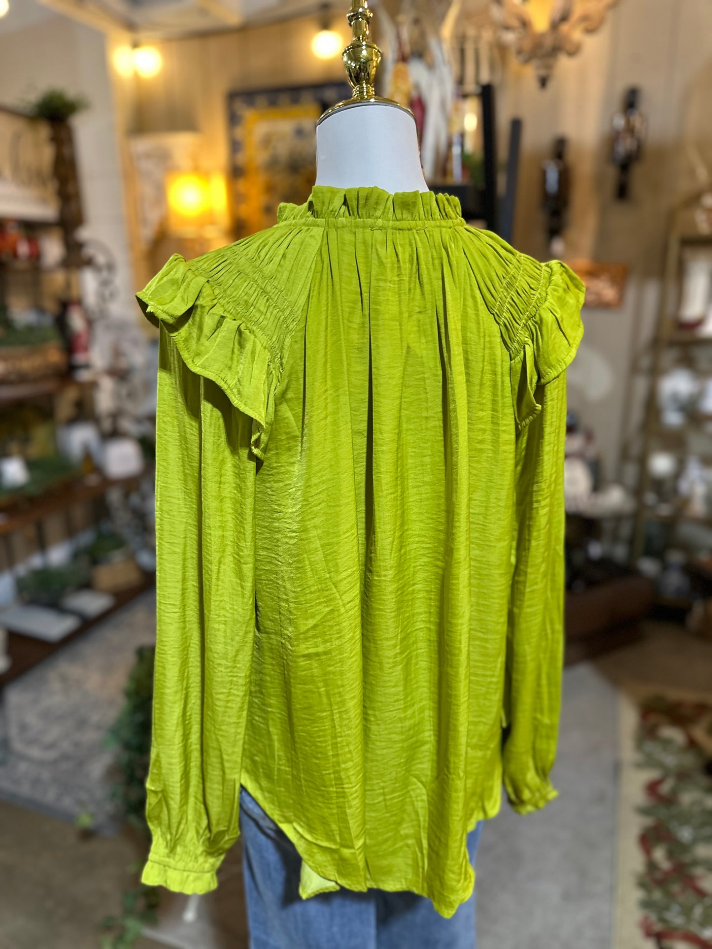 Umgee Satin Chartreuse Top