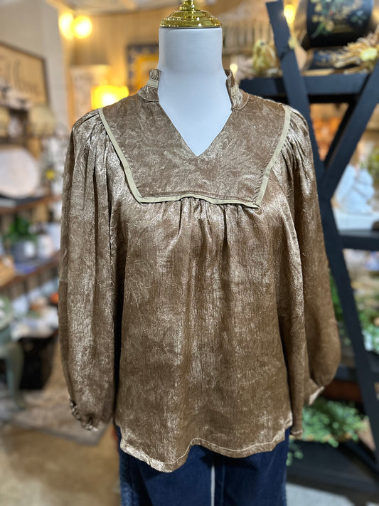 Umgee Brocade Top in Brown