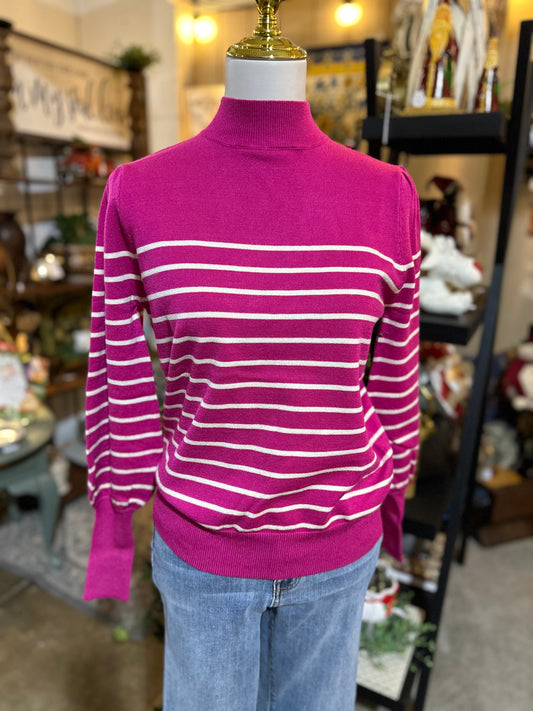 Umgee Mock Neck Sweater in Magenta
