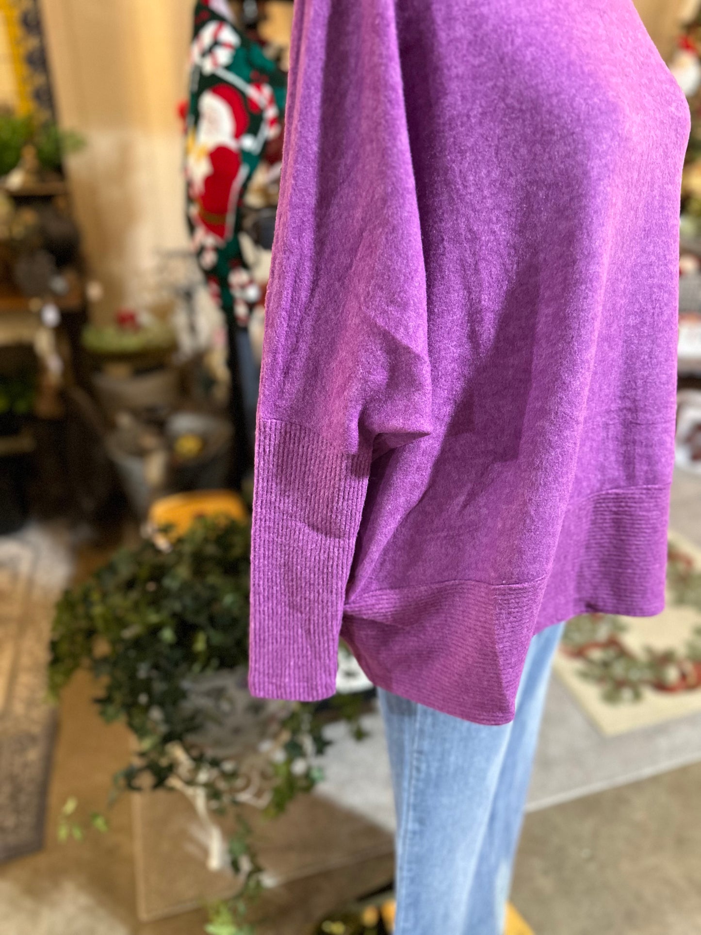 Zenana Hacci Turtleneck Sweater in Light Plum