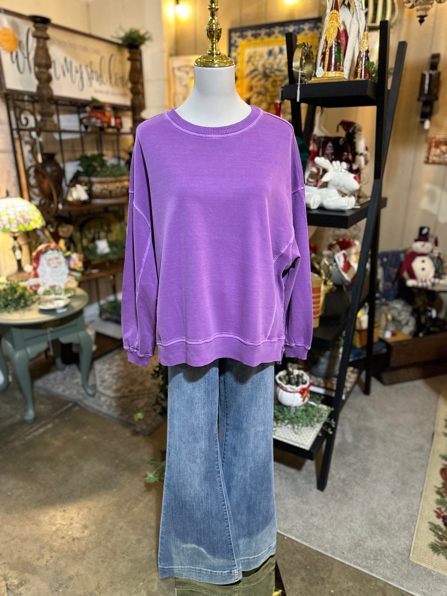 Zenana Best Sweatshirt in Lt Plum