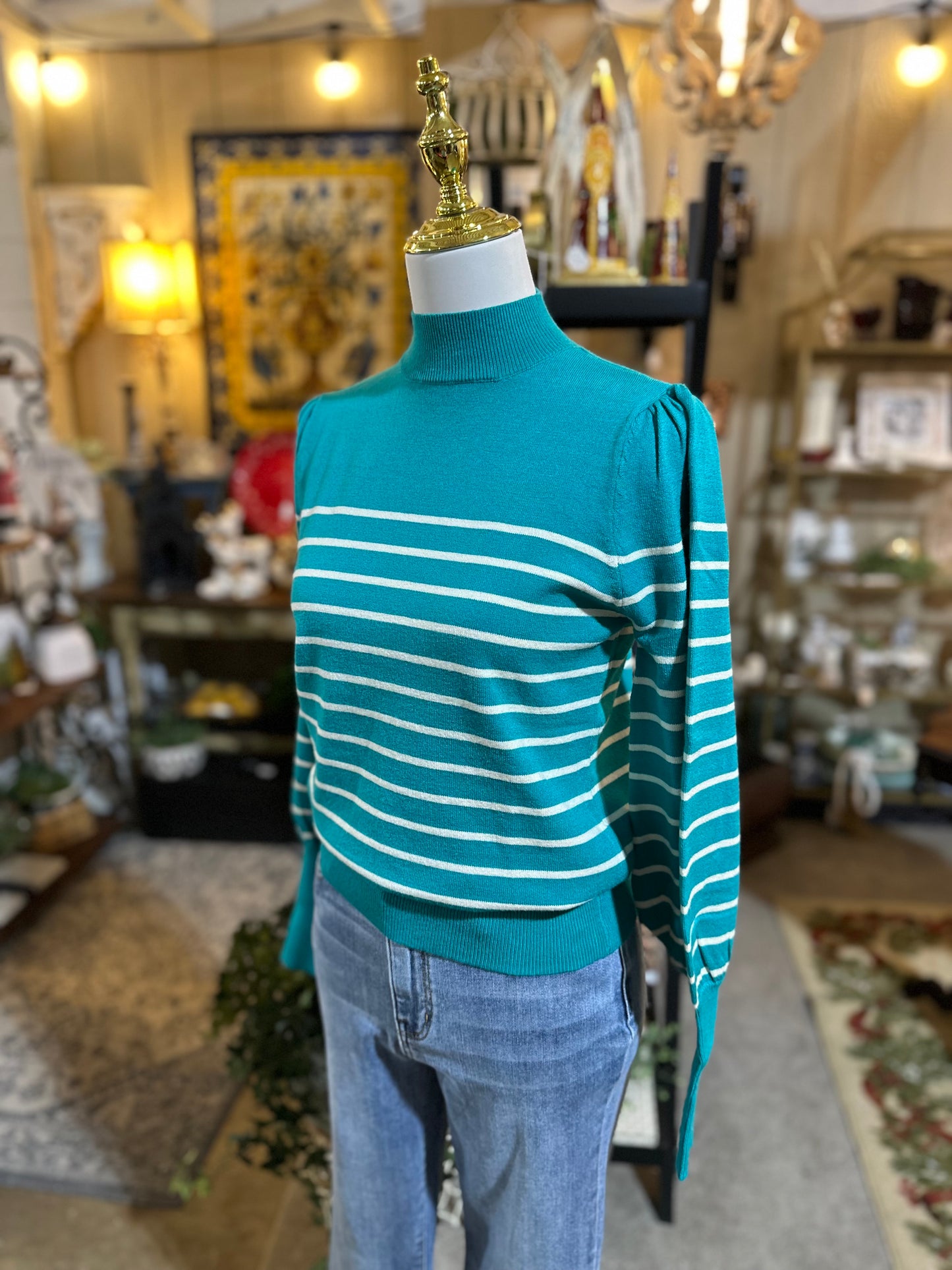 Umgee Mock Neck Sweater in Jade