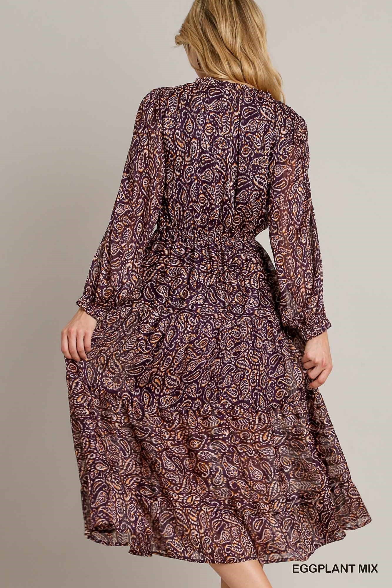 Umgee Lurex Dress in Eggplant Mix