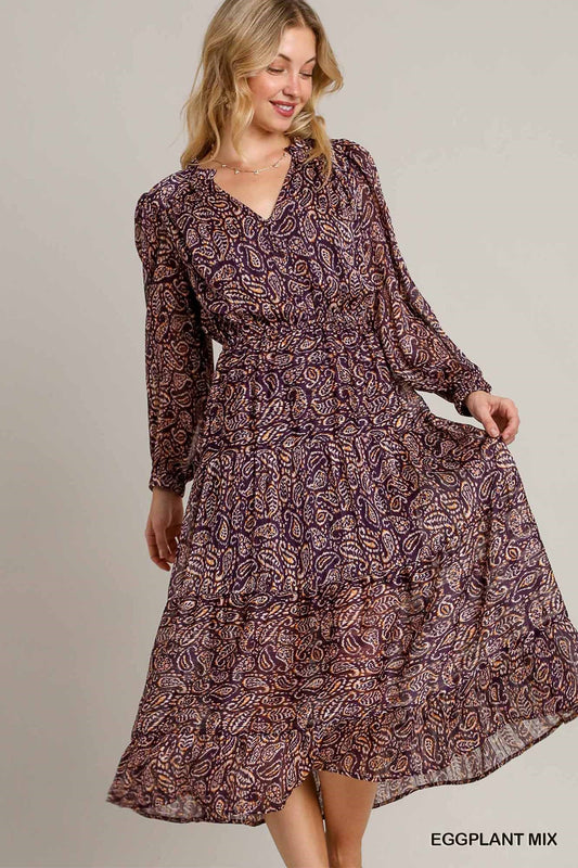 Umgee Lurex Dress in Eggplant Mix