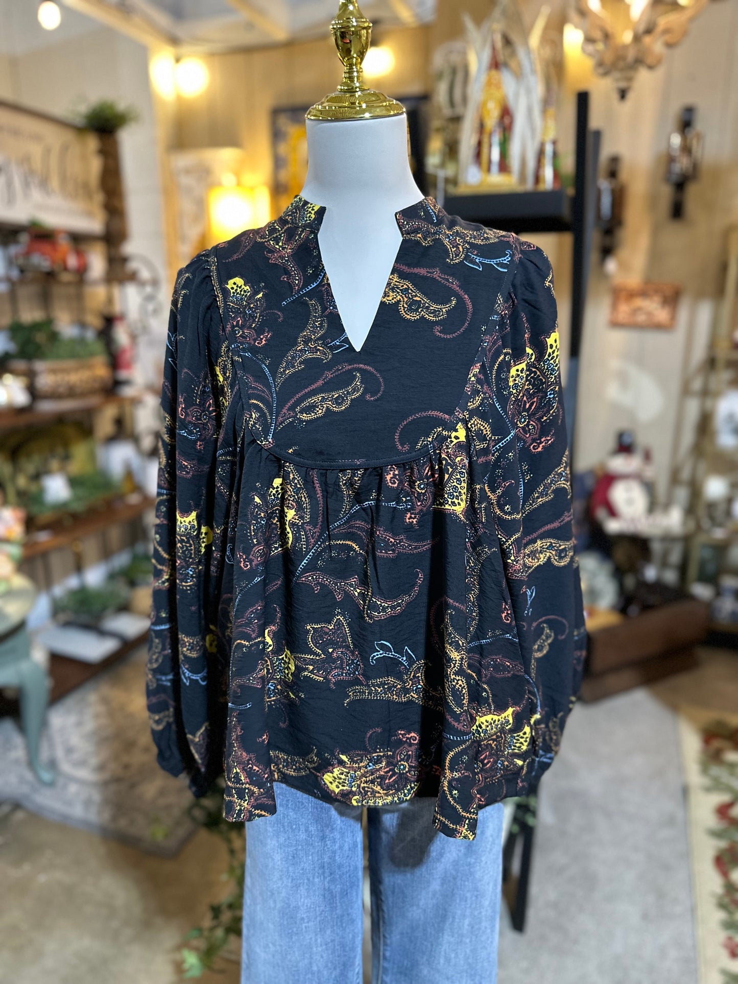 Umgee Mix Paisley Print Boho Blouse