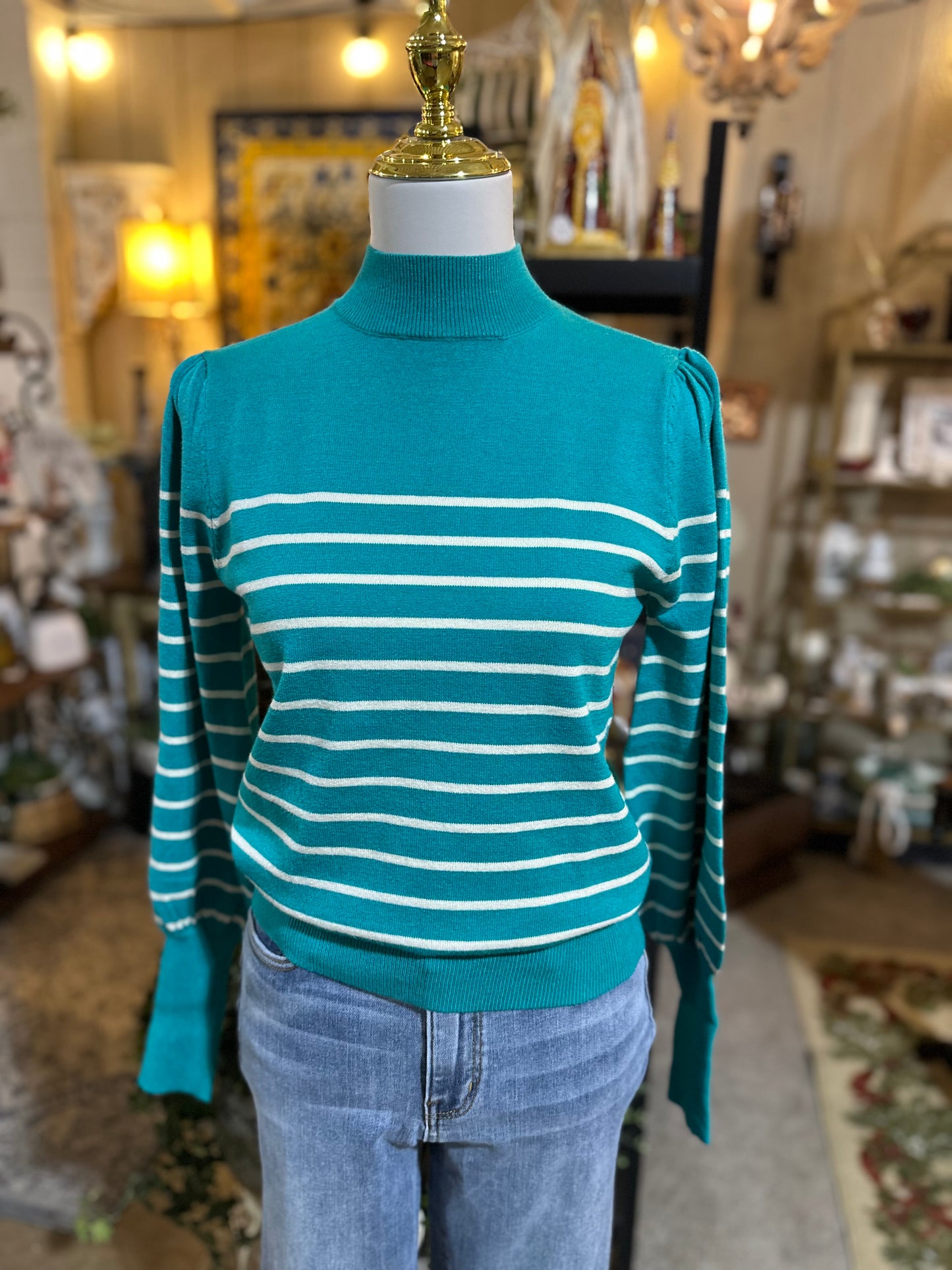 Umgee Mock Neck Sweater in Jade