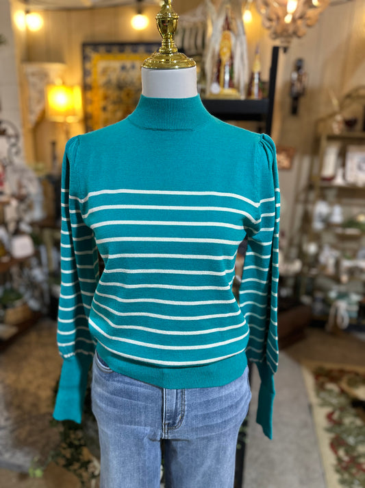 Umgee Mock Neck Sweater in Jade