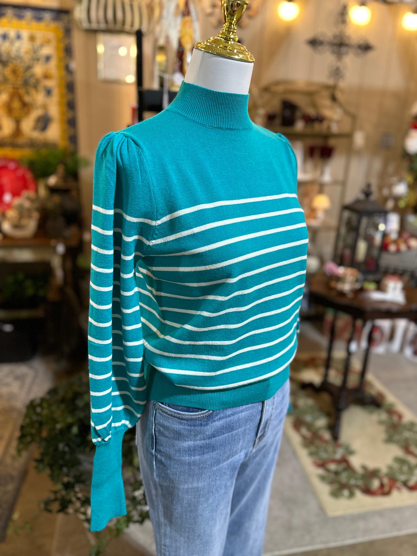 Umgee Mock Neck Sweater in Jade