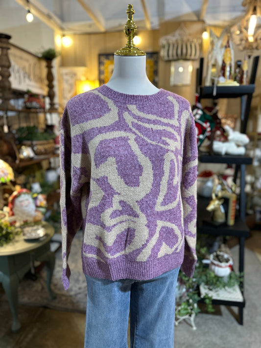 Umgee Heart Print Sweater