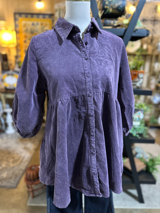 Umgee Eggplant Corduroy Tunic