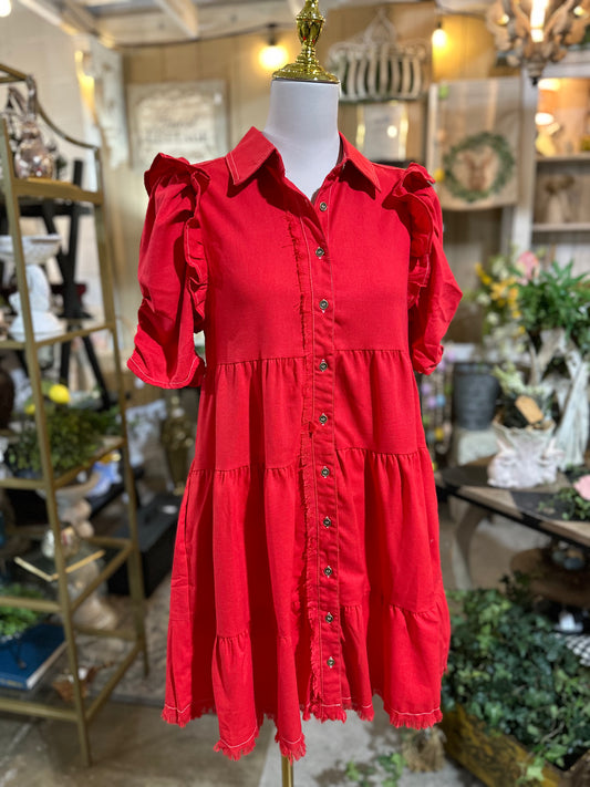 GiGiO Shirt Dress in Tomato