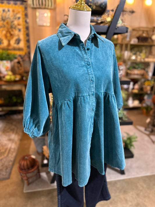 Umgee Teal Corduroy Tunic
