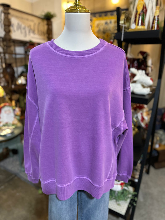 Zenana Best Sweatshirt in Lt Plum