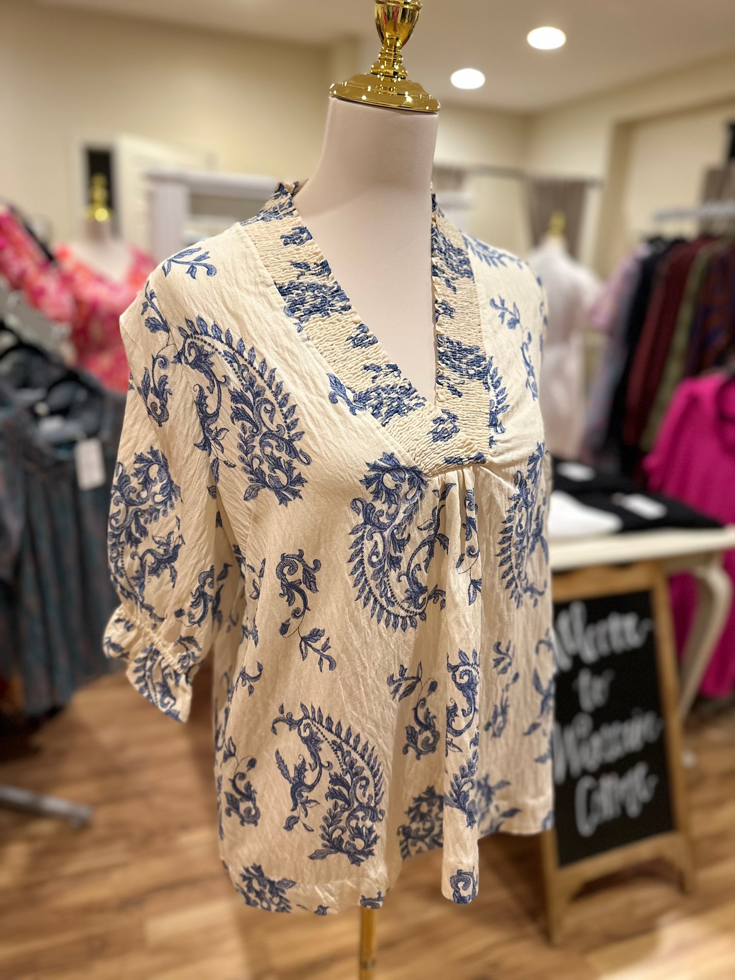 Umgee Paisley Top in Blue