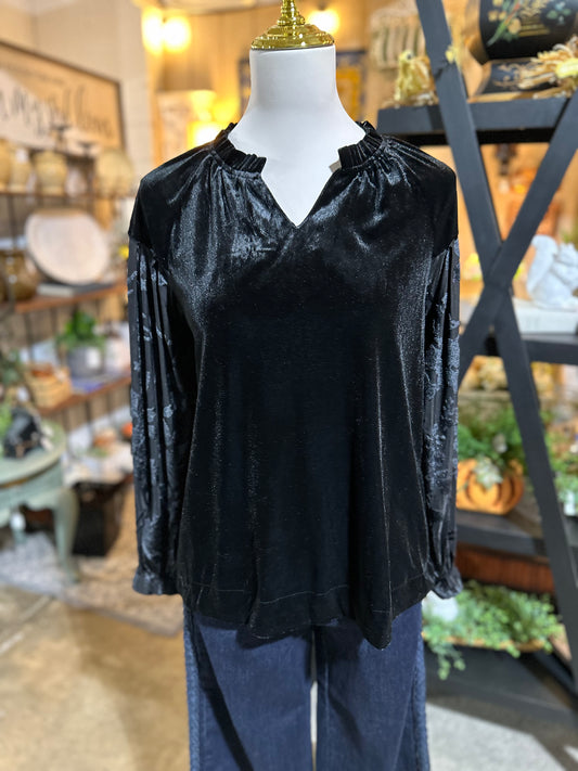 Umgee Black Velvet Top