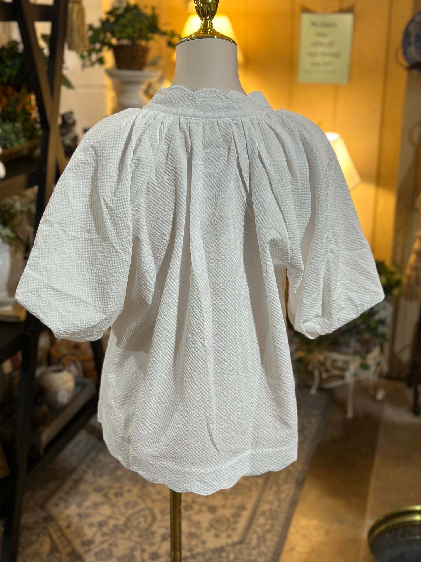 Umgee White Seersucker Top