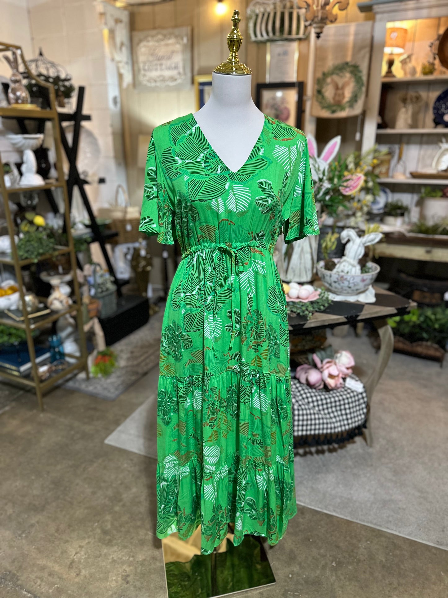 Jodifl Green Floral Maxi Dress
