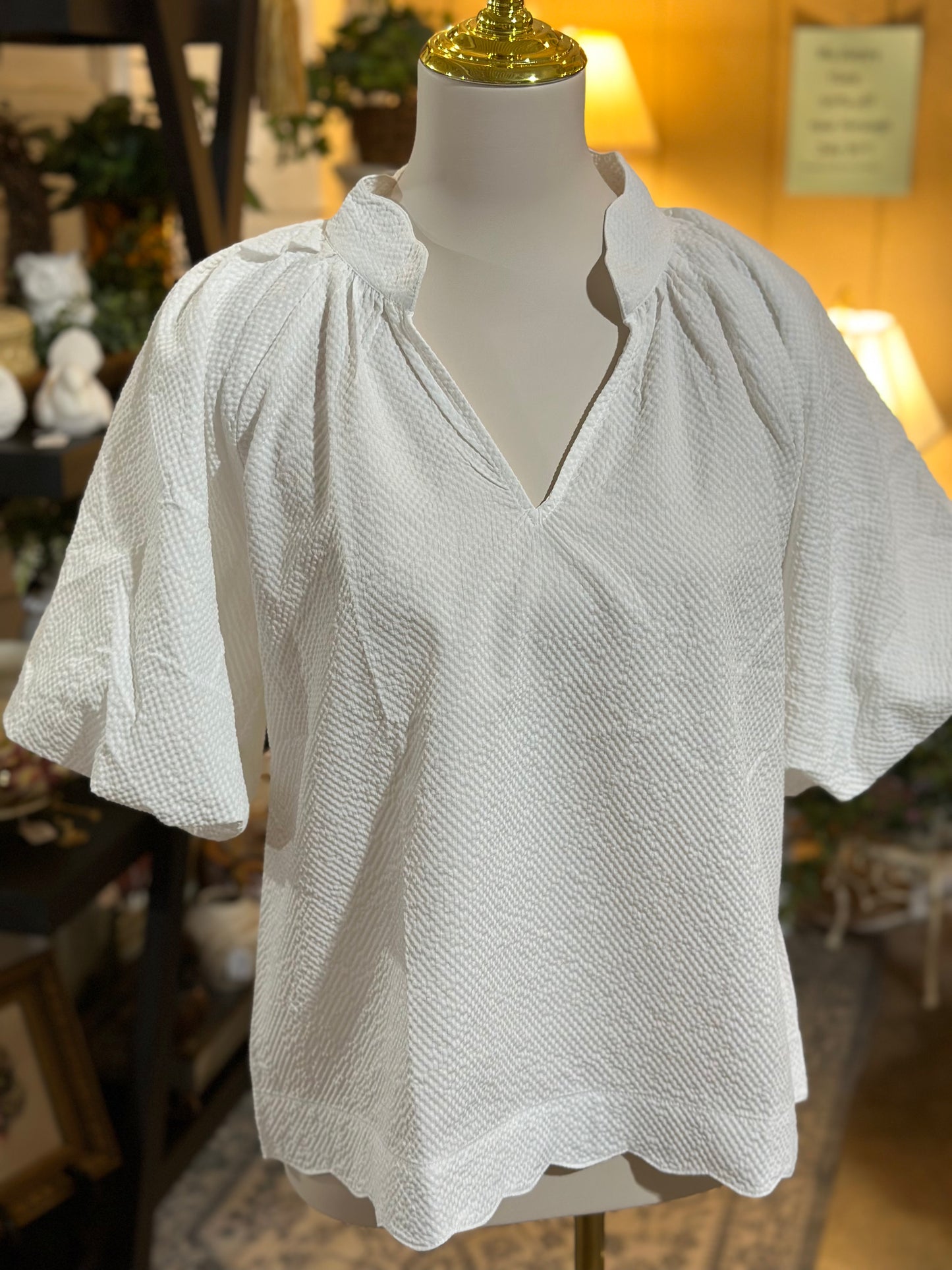 Umgee White Seersucker Top