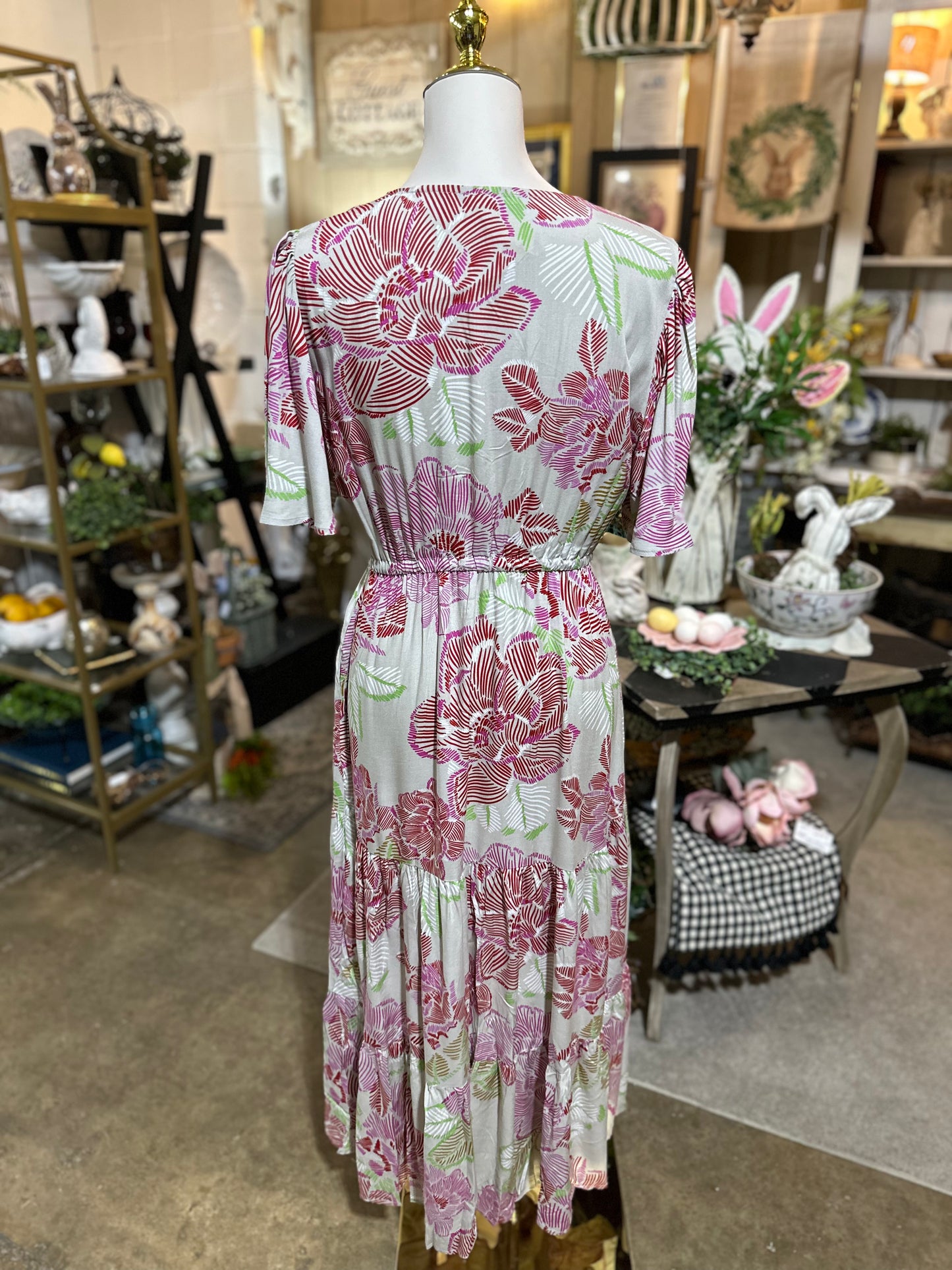 Jodifl Grey Floral Maxi Dress