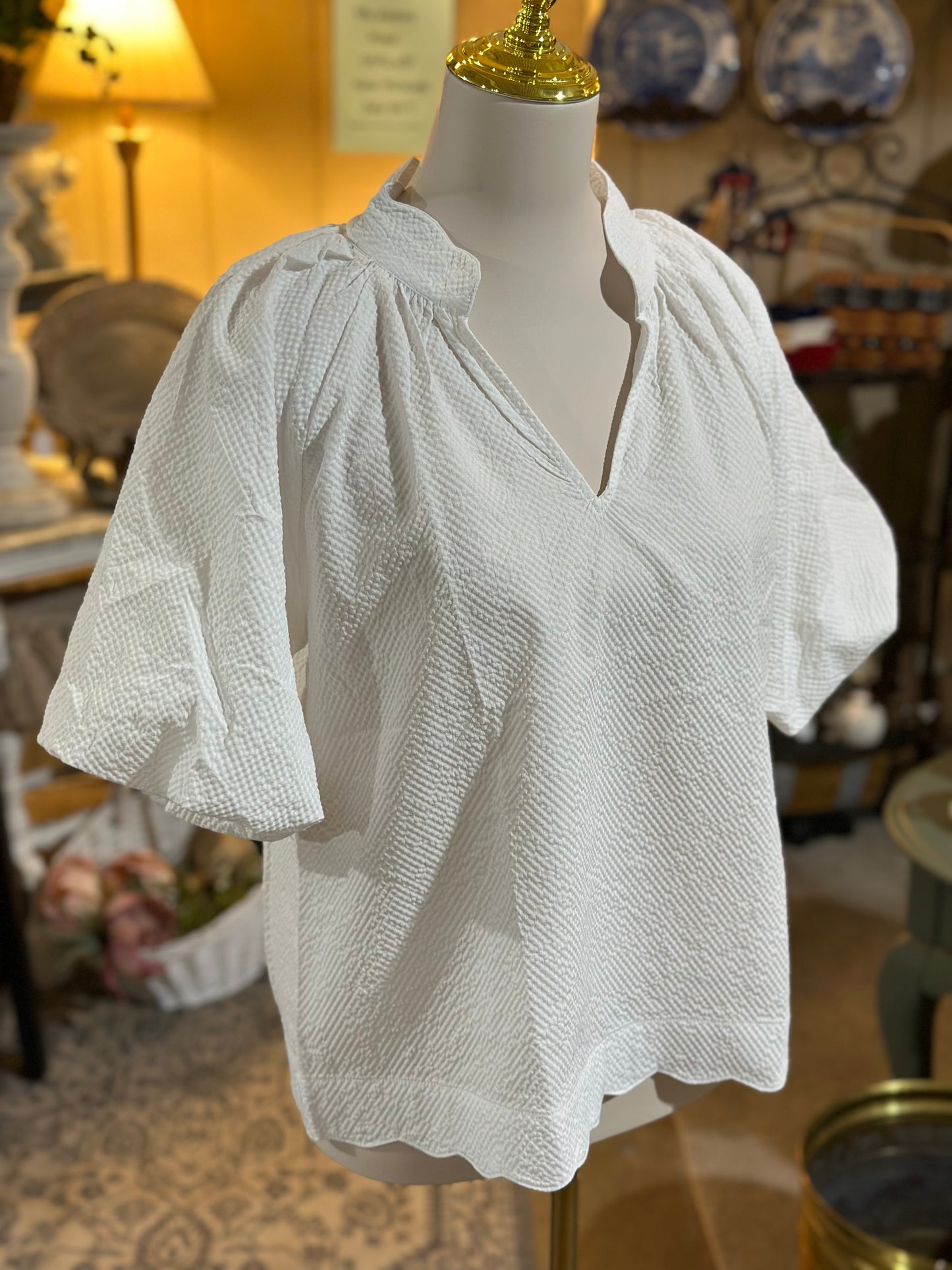 Umgee White Seersucker Top