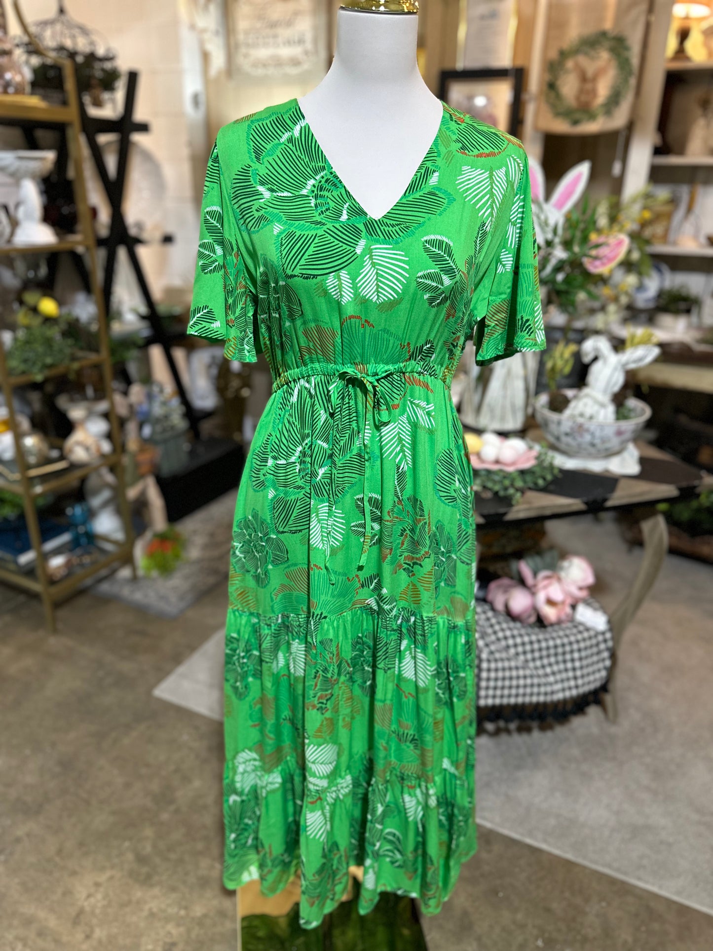 Jodifl Green Floral Maxi Dress