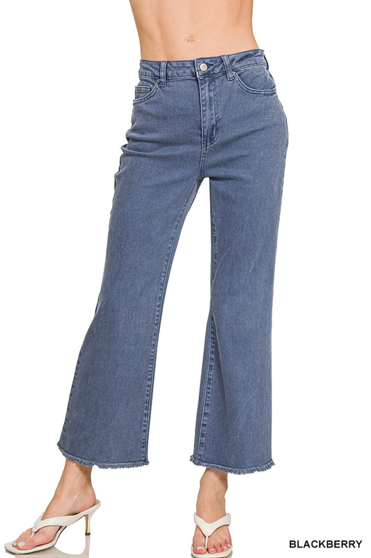 Zenana Frayed Denim in Blackberry
