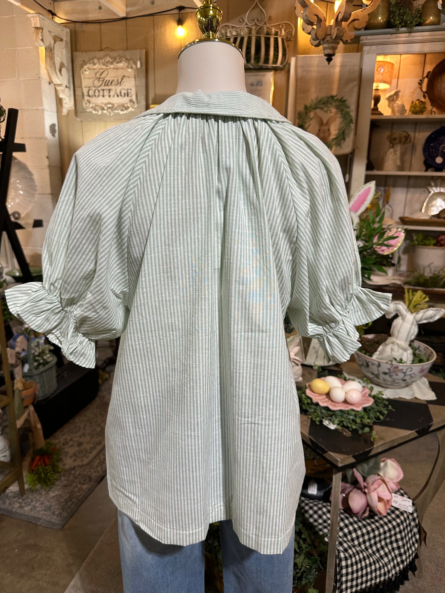 Umgee Sage Pinstripe Top