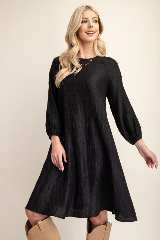 GiGiO Textured Mini Dress in Black