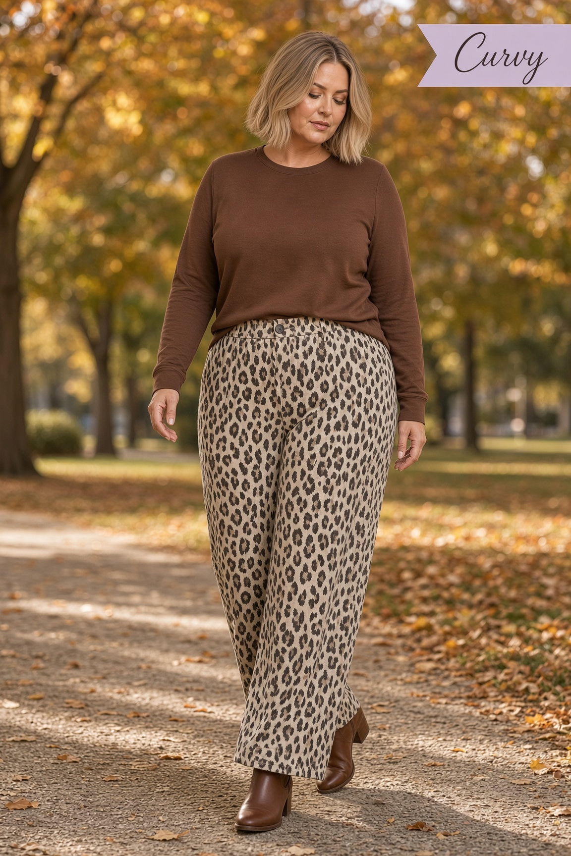 Umgee Plus Leopard-Print High-Rise Wide-Leg Pants