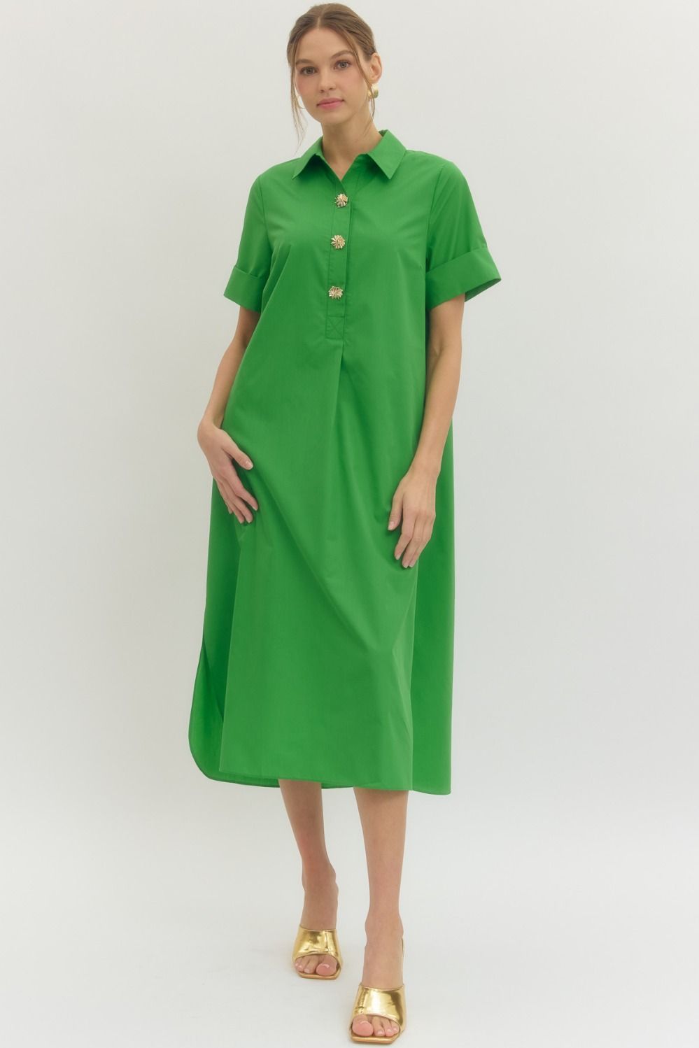 Entro Kelly Green Midi Dress – Wisteria Cottage