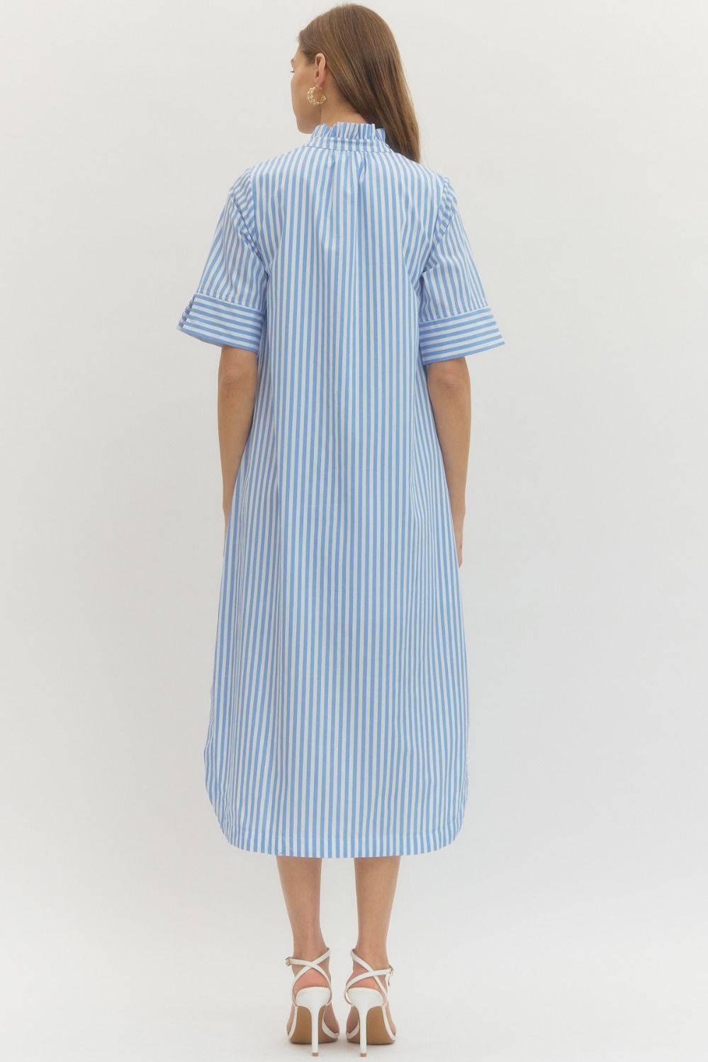 Entro Blue Stripe Midi Dress